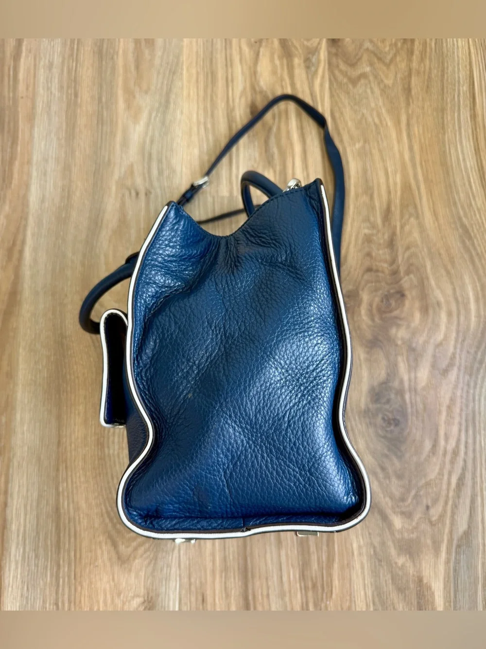 Michael Kors Audrey Large Navy Pebbled Leather Satchel Shoulder Bag